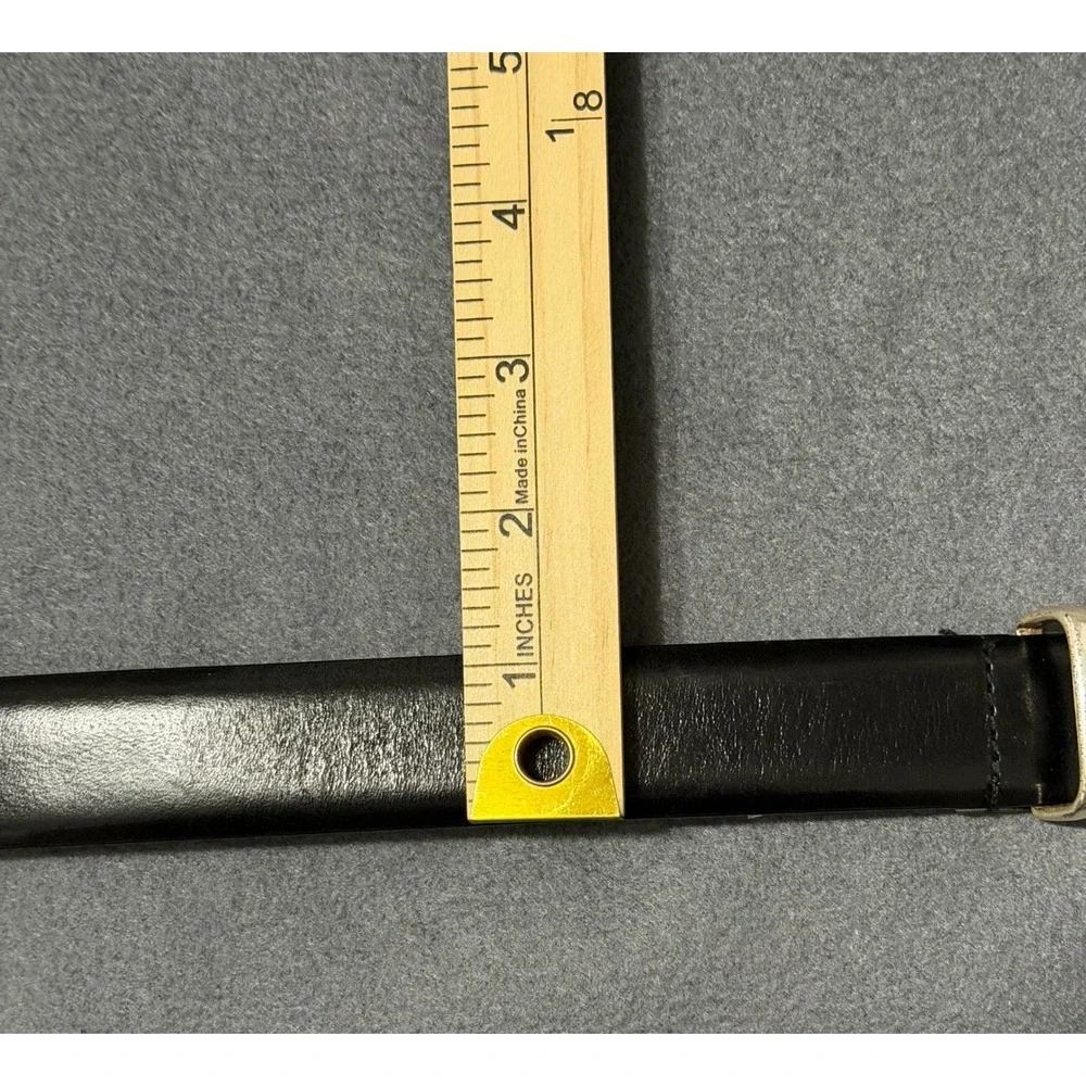 Fossil Mens Black sz 38 Genuine Leather Belt Silver Buckle Metal Tip Western